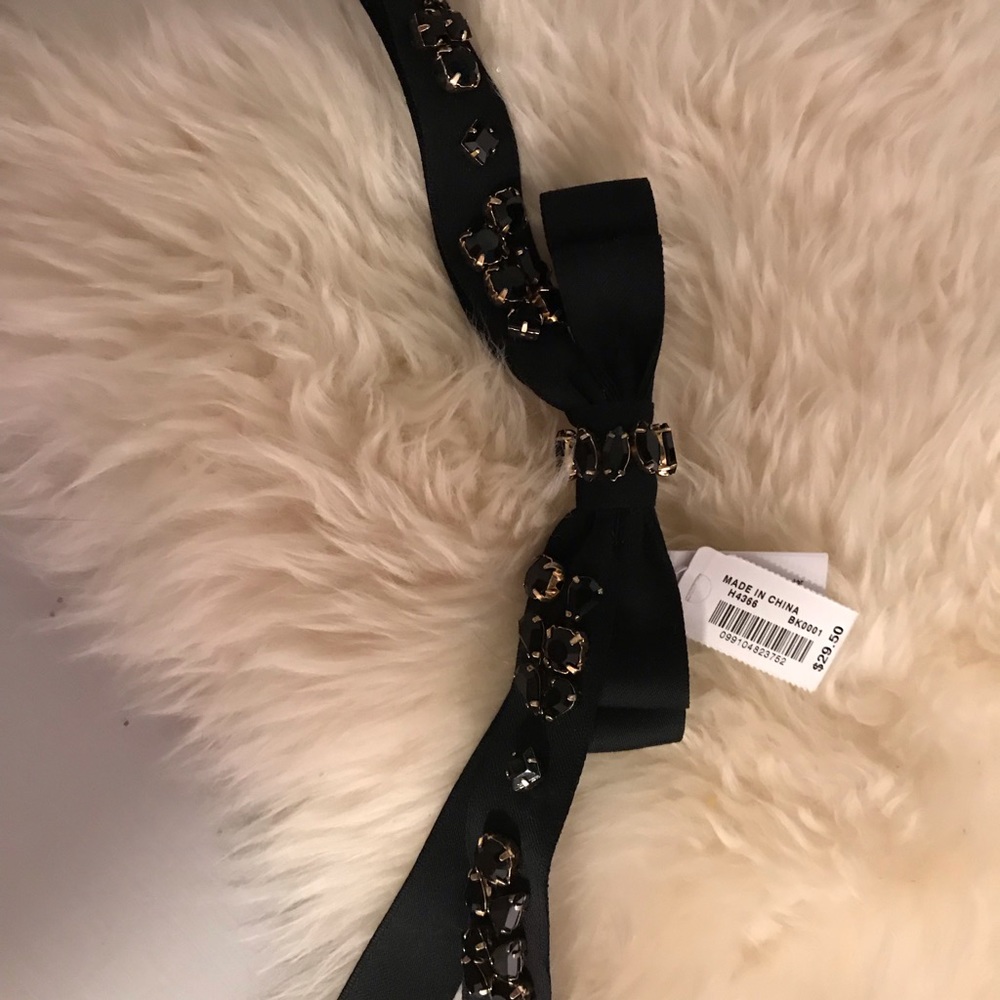NWT J.Crew Black Jeweled Bow Barette